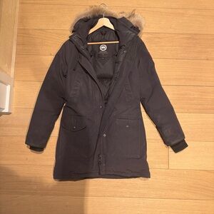 Canada Goose Trillium Navy Blue Jacket with Fur Trim